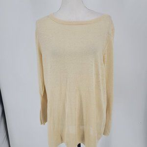 J. CREW Linen Crewneck Sweater Ivory Cream Long Sleeve Lightweight Women's Small